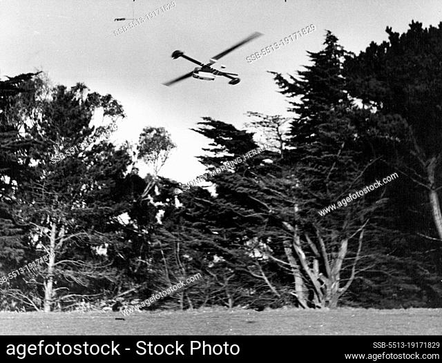 One of the artist's most recent models is a rocket-propelled helicopter with a 4-blade rotor driven by two loz motors. December 15, 1954