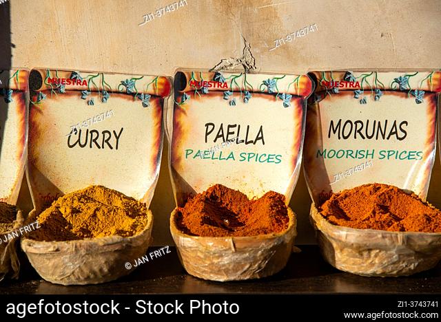 paella spices at market in Cordoba, Spain