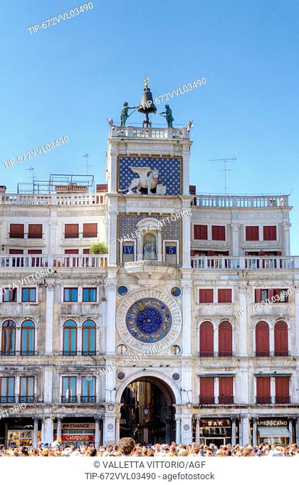 Italy, Veneto, Venice, clock tower in St. Mark's square