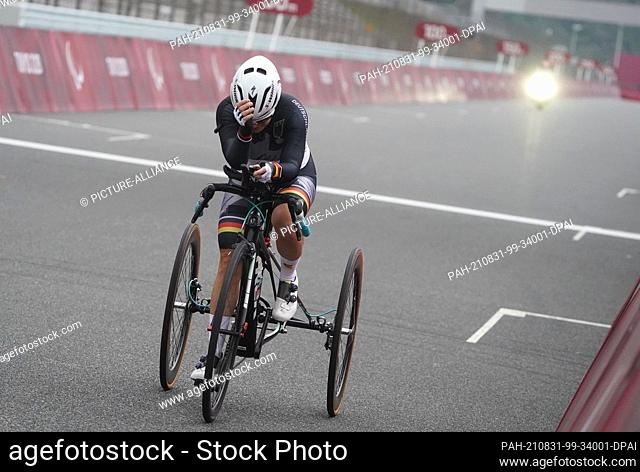 31 August 2021, Japan, Oyama: Paralympics: Para-cycling, women, tricycle, time trial, Fuji International Speedway. Angelika Dreock-Kaeser (3rd place, Germany)