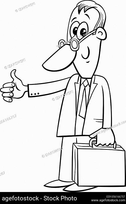Black and White Cartoon Illustration of Happy Businessman or Man Character  with Briefcase Coloring..., Stock Vector, Vector And Low Budget Royalty  Free Image. Pic. ESY-056166757 | agefotostock
