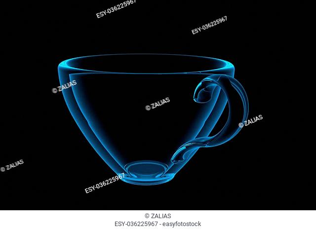 cup 3D xray blue transparent