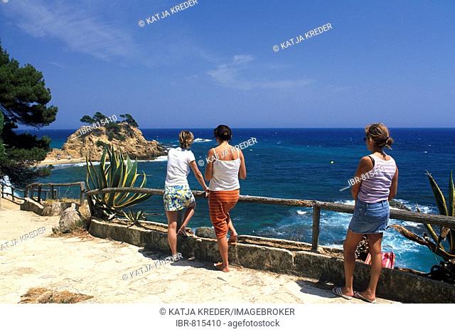 Women going to Cap Roig, Costa Brava, Catalonia, Spain, Europe