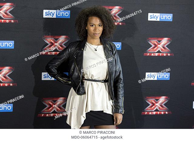 Italian singer Sherol Dos Santos at the press conference of X Factor 2018 with the presence of coaches, competitors and presenters of Xtra Factor and the daily...