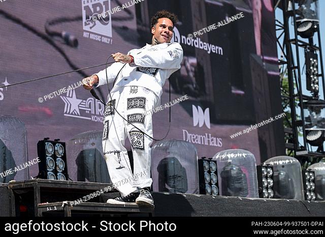 04 June 2023, Bavaria, Nuremberg: Jason Butler of the band Fever 333 during the performance on the Utopia Stage at Rock im Park