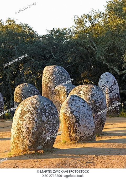 Almendres Cromlech (Cromeleque dos Almendres), an oval stone circle dating back to the late neolithic or early Copper Age