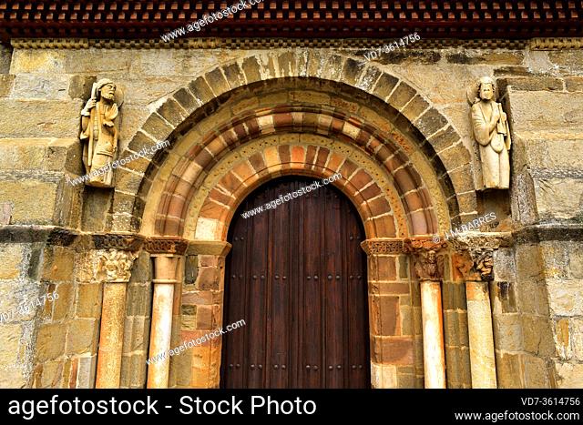 Santa Marta de Tera church (romanesque 11th century), portico. Zamora province, Castilla y Leon, Spain