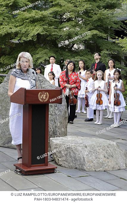 United Nations, New York, USA, September 15 2017 - Alison Smale, Under-Secretary-General for Global Communications during the annual Peace Bell Ceremony held at...