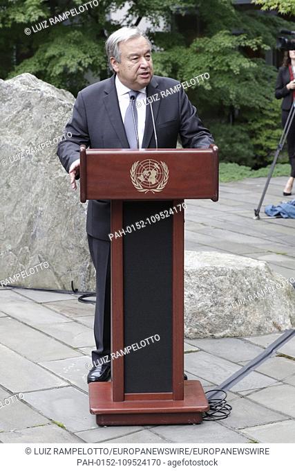 United Nations, New York, USA, September 21, 2018 - Secretary-General Antonio Guterres During the Annual Peace Bell Ceremony to Observe the International Day of...