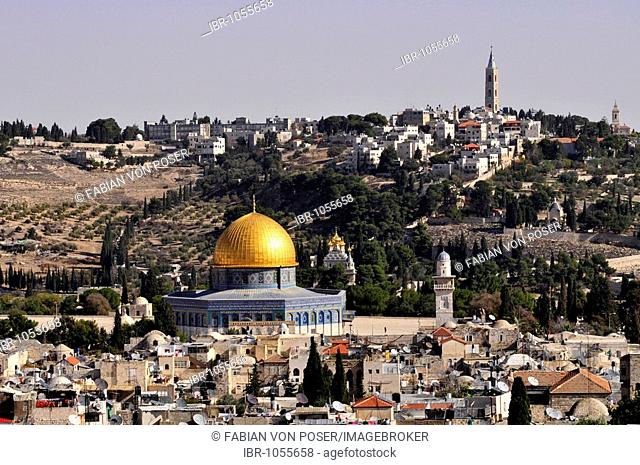 View of the historic centre of Jerusalem with the Dome of Rock, Israel, Near East, Orient