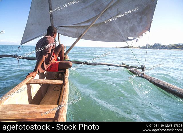 Pirogue, a traditional Madagascar sailing boat, Ifaty, Madagascar, Africa