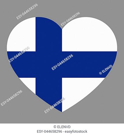 Icon heart symbol of love on the background national flag state Finland. Vector illustration