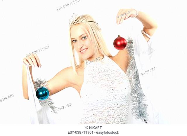 young christmas woman. isolated on white