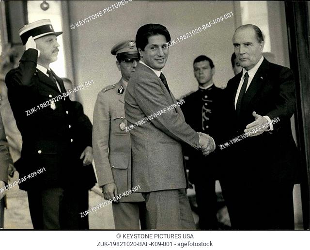 Oct. 20, 1982 - Lebanon's President Amine Gemayel visited Paris and was received by Mitterrand at the Elysee Palace. Their meeting dealt with the role of...