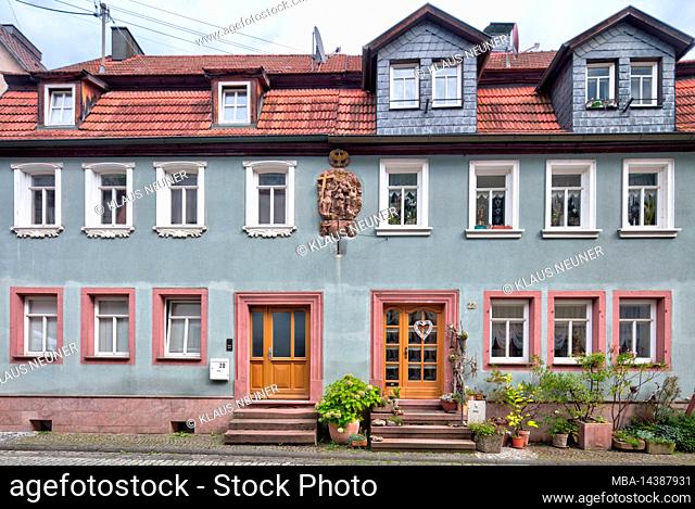 House facade, village view, autumn, Rothenfels, Main-Spessart, Franconia, Bavaria, Germany, Europe