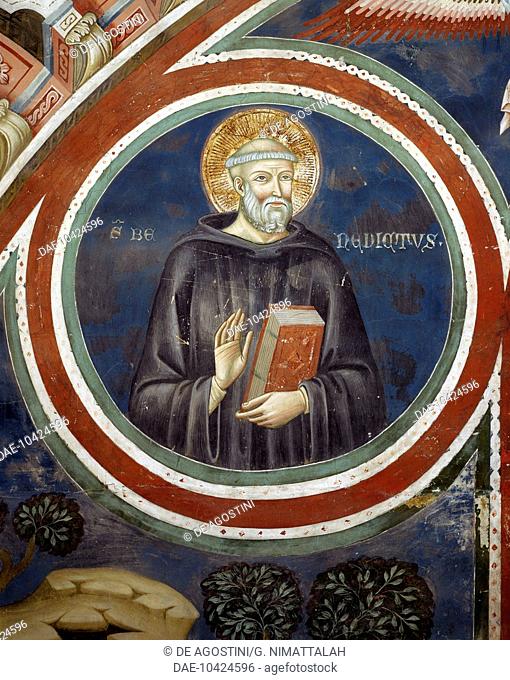 St Benedict, fresco of the Second Collaborator by Consolo or Magister Consolus, lower church of the Monastery of the Sacred Cave, Subiaco, Italy, 13th century
