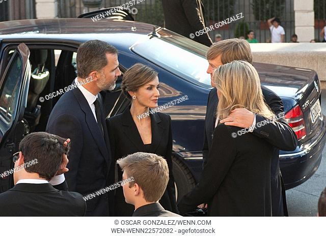 Members of the Spanish and Dutch Royal families attend the funeral of Kardam, Prince of Turnovo held at San Jeronimo Church Featuring: King Felipe VI