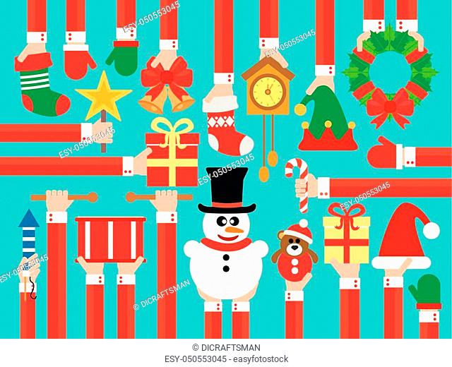 Happy New Year concept design flat with snowman. Vector illustration