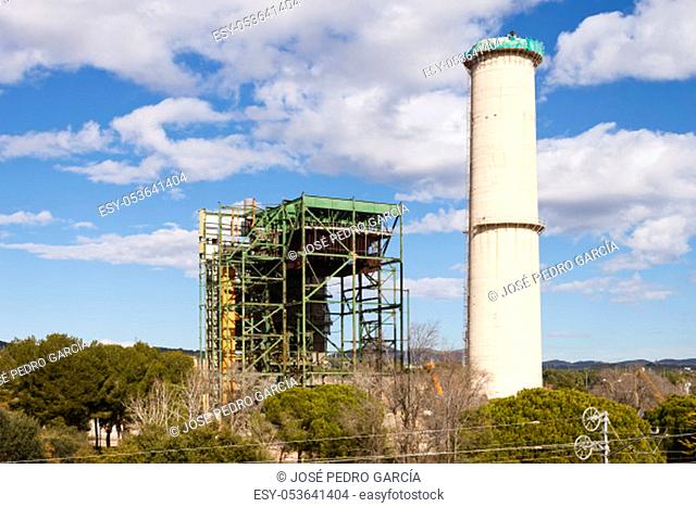 Dismantlement of the thermal power plant of Cubelles, Barcelona, Spain