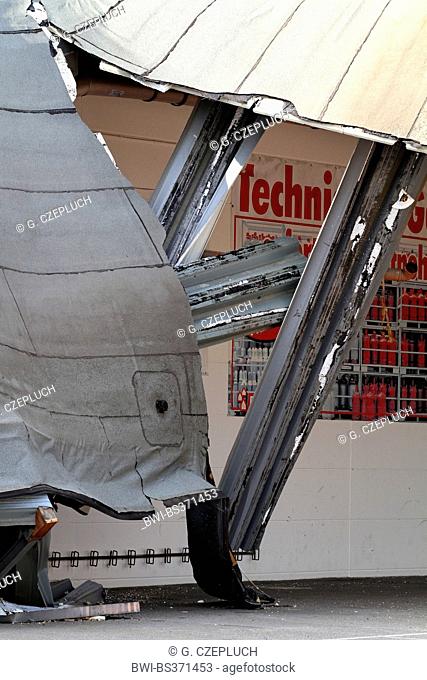 collapsed roof after heavy rain, Germany