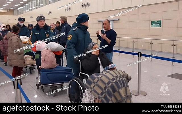 RUSSIA, MOSCOW REGION - DECEMBER 19, 2023: Russian citizens evacuated from the Gaza Strip are seen at Domodedovo International Airport