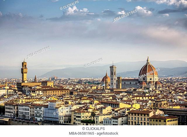 Santa Maria del Fiore cathedral and Palazzo Vecchio in Florence, Tuscany, Italy