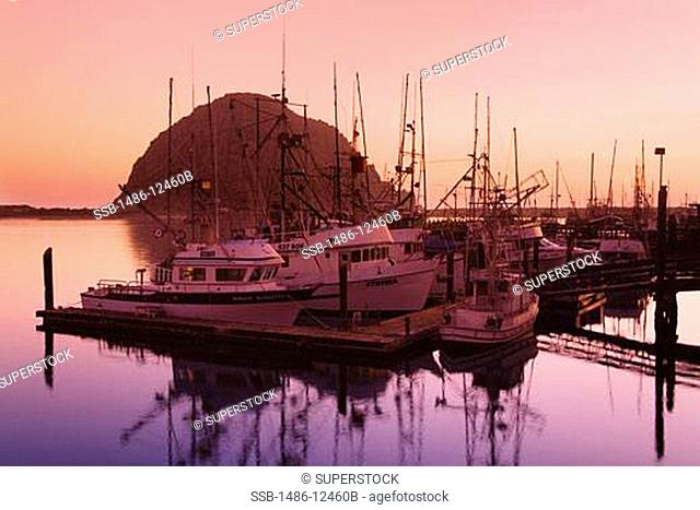 Fishing Boats & Morro Rock, City of Morro Bay, San Luis Obispo County, California, USA