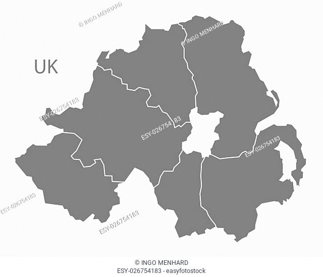 Northern Ireland Map with counties grey