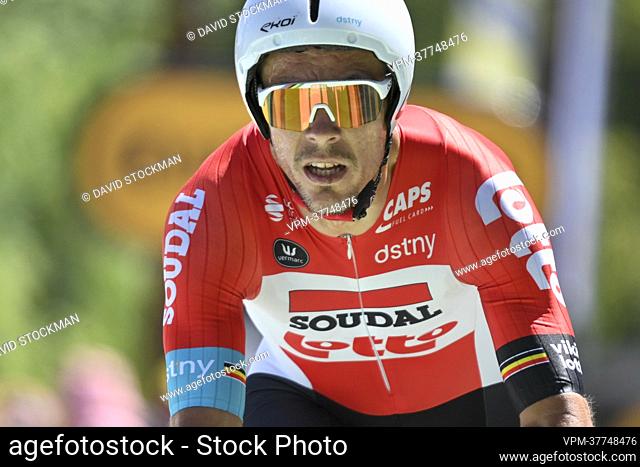 Belgian Philippe Gilbert of Lotto Soudal pictured in action during stage 20 of the Tour de France cycling race, a 40, 7km individual time trial from...