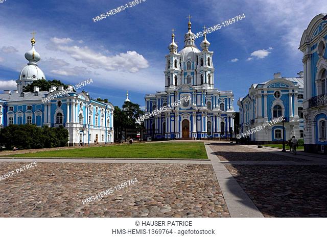 Russia, Saint Petersburg, listed as World Heritage by UNESCO, Center, near the Tauride Palace, the Smolny palace is one of the finest examples of Baroque...