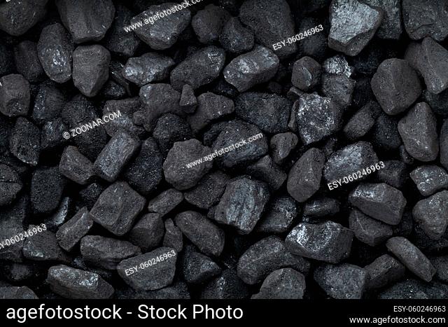 Black coal for background. Top view