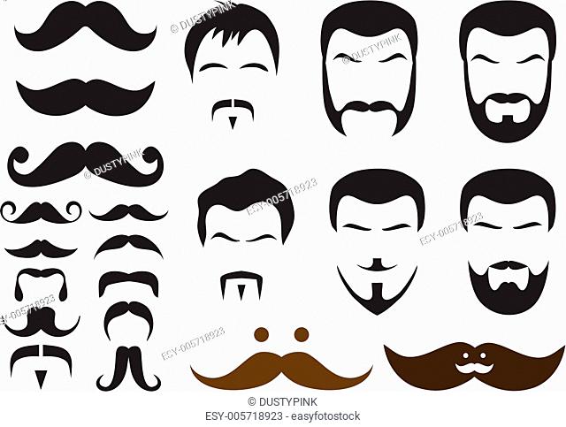mustache and beard styles, vector