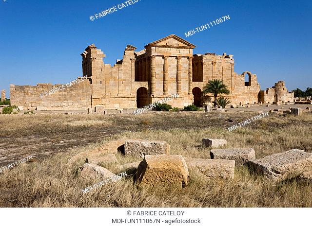 Tunisia - Sbeitla or Sufetula - Back of the three temples - From left to right, Temple of Juno, Temple of Jupiter, Temple of Minerva