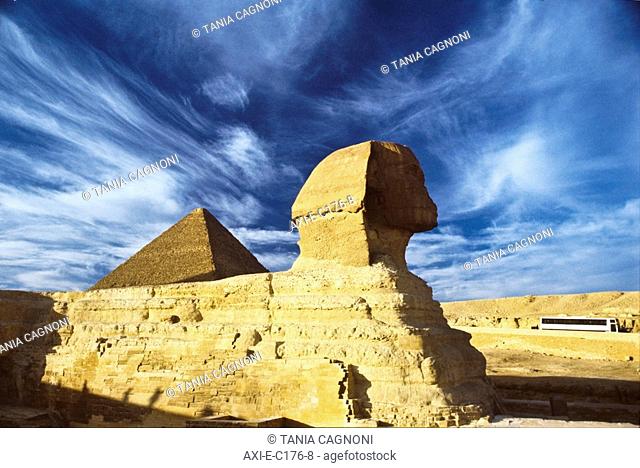 Sphinx and pyramid at Giza