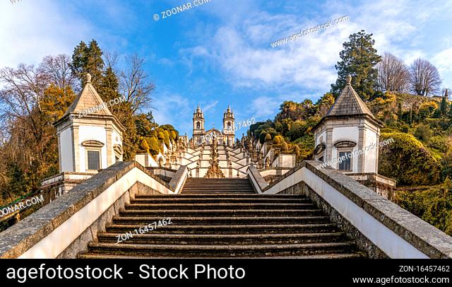 Braga, Minho / Portugal - 5 December 2020: the Sanctuary Bom Jesus do Monte in northern Portugal in autumn