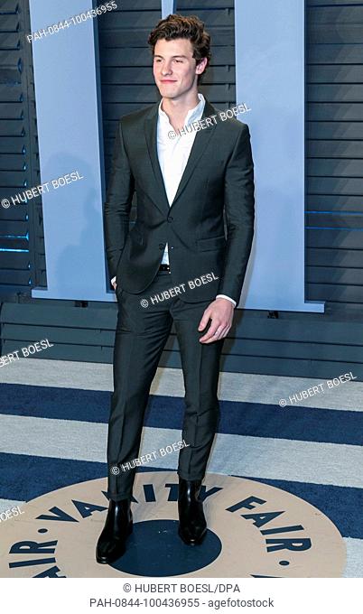 Shawn Mendes attends the Vanity Fair Oscar Party at Wallis Annenberg Center for the Performing Arts in Beverly Hills, Los Angeles, USA, on 04 March 2018