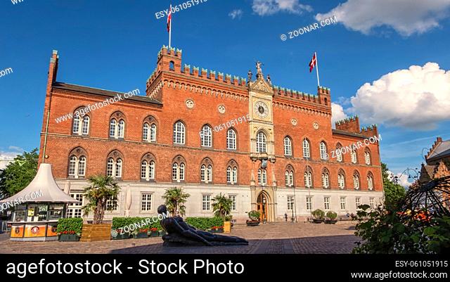 City Hall in Odense on the Danish island of Funen by beautiful day, Denmark