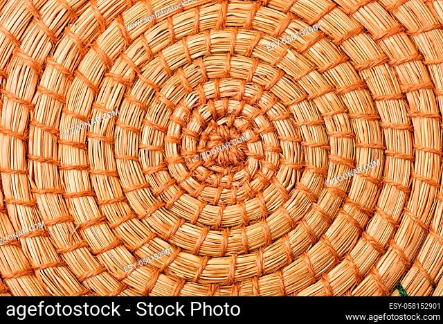 Close up of circular cane wicker background texture