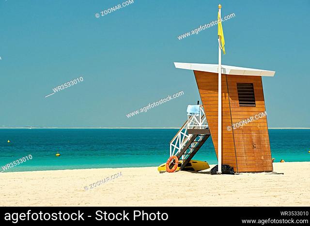 Lifeguard tower on a beach in Dubai, United Arab Emirates
