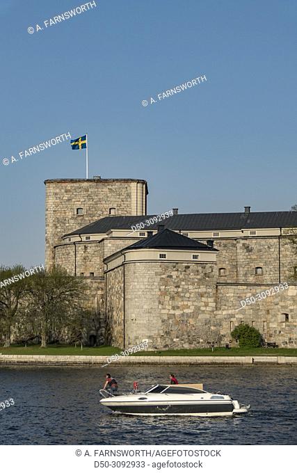 Vaxholm, Sweden The old town and harbor views. View over the 16th centrury fortress or Vaxholm Fort