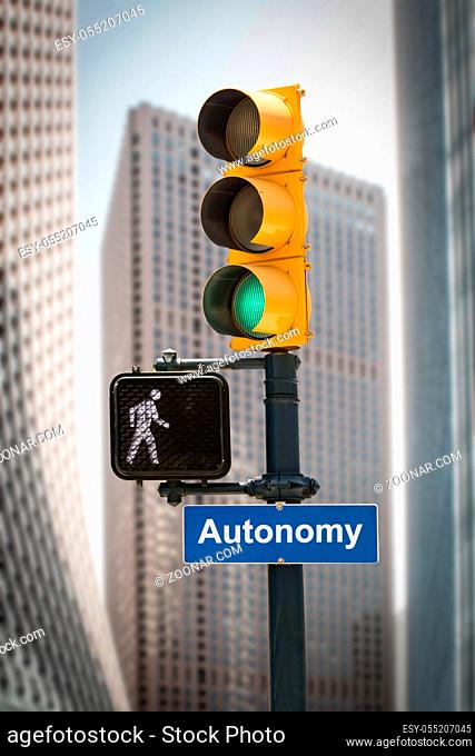 Street Sign the Direction Way to Autonomy