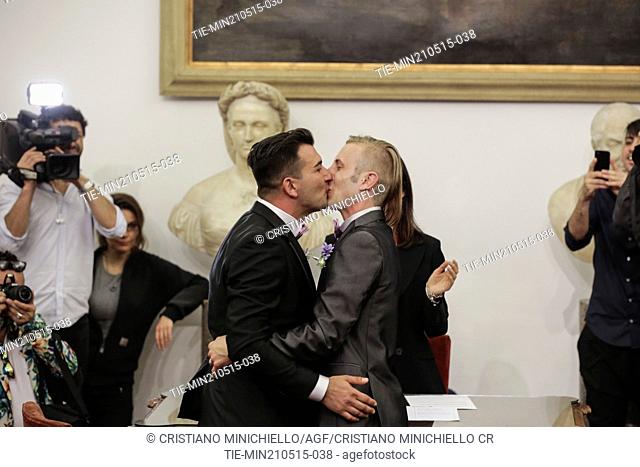 Celebration Day, ceremony for the registration of the first 17 civil unions in Campidoglio . Rome. Italy 21/05/2015