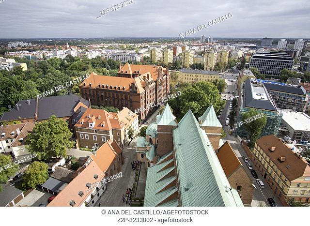 Wroclaw aerial view from the top of the cathedral Poland