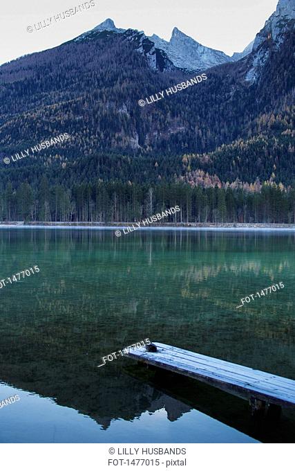 Scenic view of Lake Hintersee and mountain