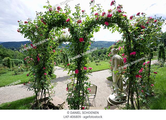Statue at the rose garden auf dem Beutig, Baden-Baden, Black Forest, Baden-Wuerttemberg, Germany, Europe