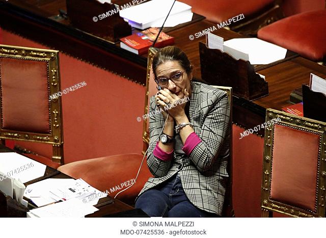 Italian senator Simona Malpezzi during the Senate discussion of changes to the state budget for the 2020 financial year. Rome (Italy), December 16th, 2019