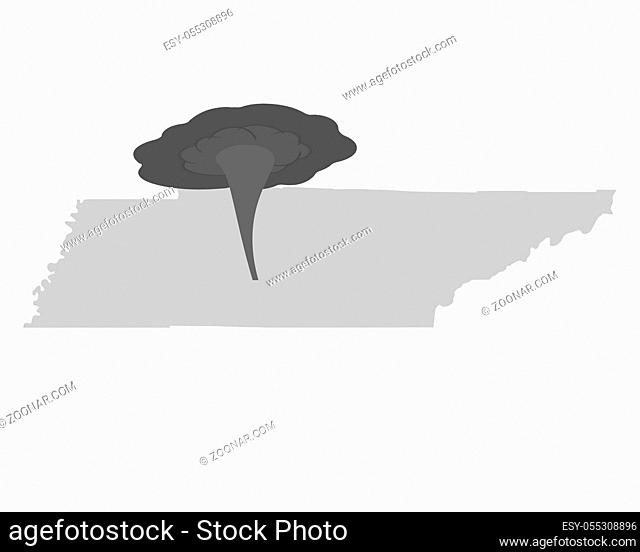 Karte von Tennessee und Tornadosymbol - Map of Tennessee and tornado symbol