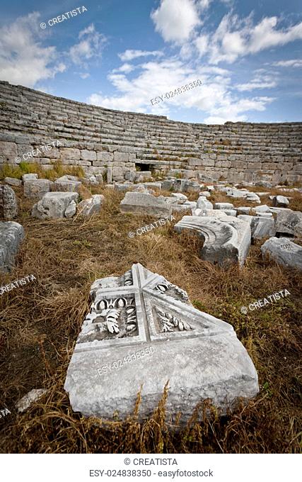 Remains of ampitheater at Perga in Turkey
