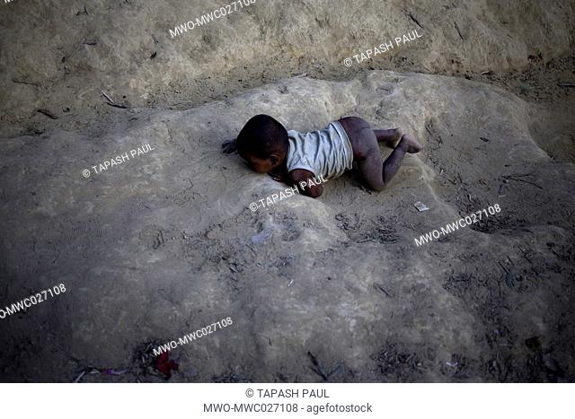 A Rohingya child Fell Down at leda camp , Teknaf