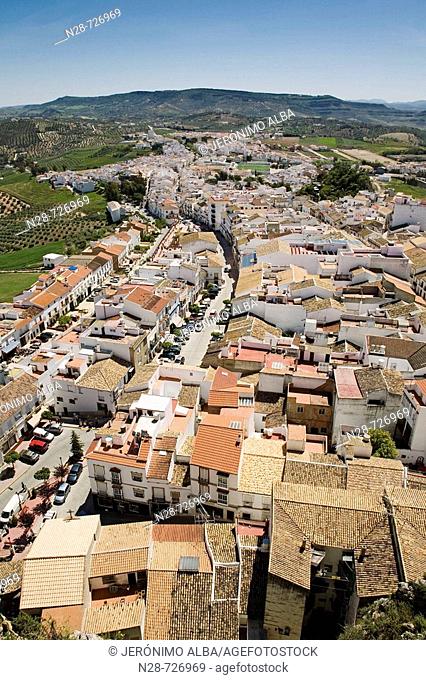 Olvera as seen from the Arab castle. Pueblos Blancos ('white towns'), Cadiz province, Andalucia, Spain